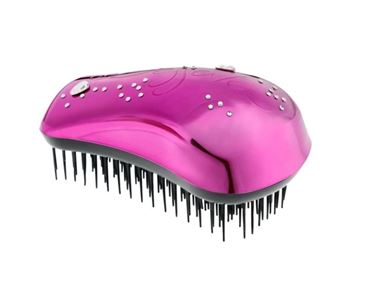 Dessata Swarowski Fuchsia Heart-Luxusní rozčesávací kartáč v metalickém provedení